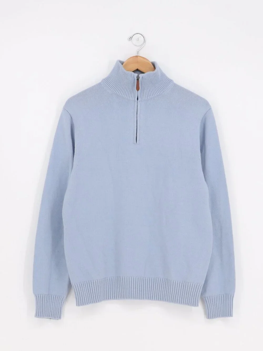 J. CREW Heritage Cotton Quarter-Zip Sweater in Light Blue Size M